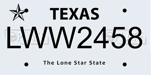 LWW2458 Texas License Plate