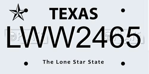 LWW2465 Texas License Plate