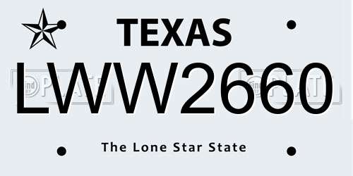LWW2660 Texas License Plate