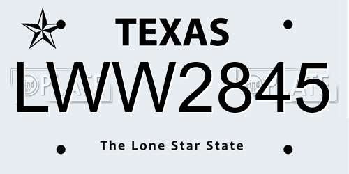 LWW2845 Texas License Plate