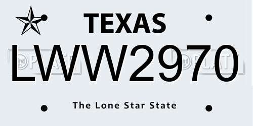 LWW2970 Texas License Plate