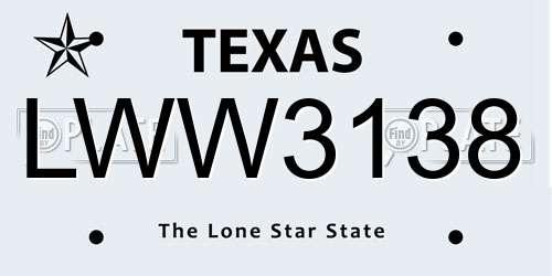 LWW3138 Texas License Plate