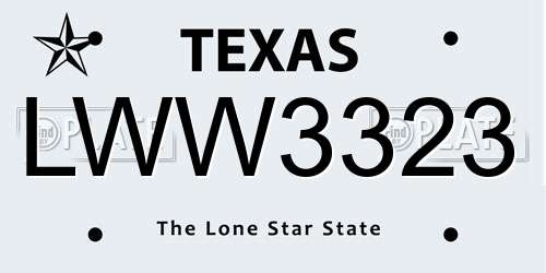 LWW3323 Texas License Plate