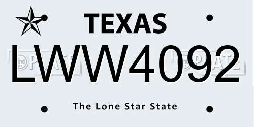 LWW4092 Texas License Plate