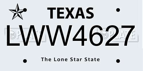 LWW4627 Texas License Plate