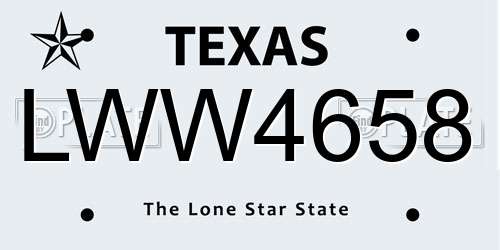 LWW4658 Texas License Plate