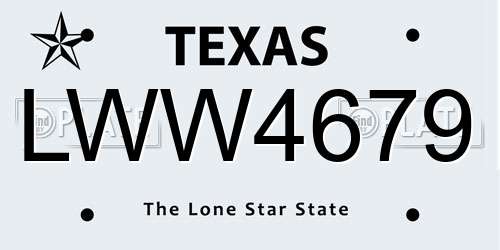 LWW4679 Texas License Plate