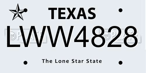 LWW4828 Texas License Plate