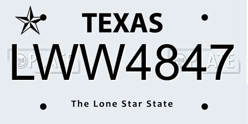 LWW4847 Texas License Plate