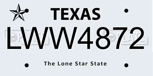 LWW4872 Texas License Plate