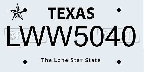 LWW5040 Texas License Plate