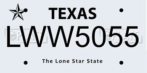 LWW5055 Texas License Plate