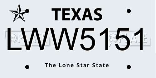 LWW5151 Texas License Plate