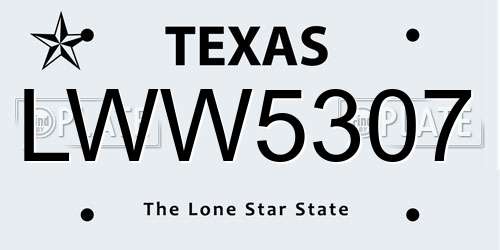 LWW5307 Texas License Plate