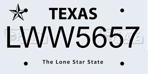 LWW5657 Texas License Plate
