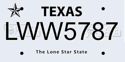 LWW5787 Texas License Plate