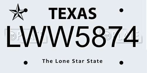 LWW5874 Texas License Plate
