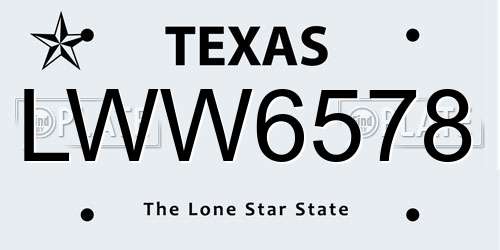 LWW6578 Texas License Plate