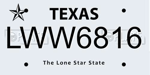 LWW6816 Texas License Plate