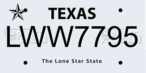 LWW7795 Texas License Plate