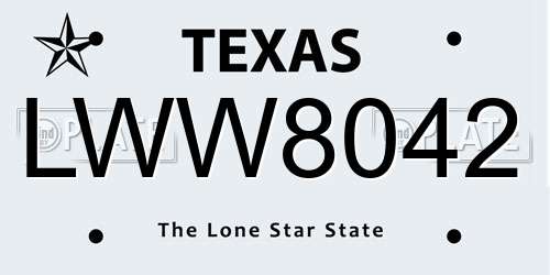 LWW8042 Texas License Plate