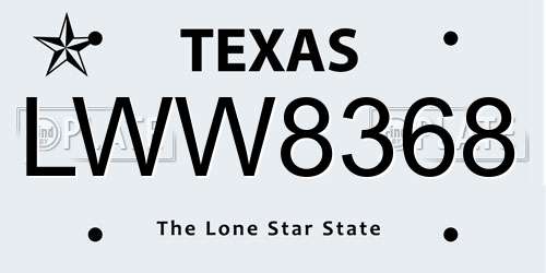 LWW8368 Texas License Plate