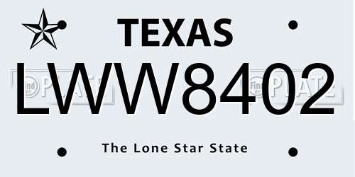 LWW8402 Texas License Plate