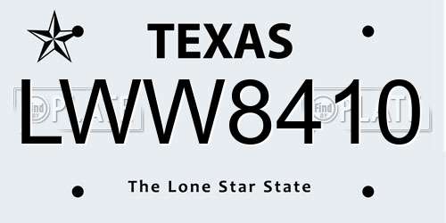 LWW8410 Texas License Plate