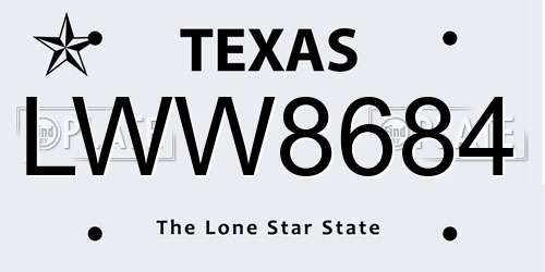 LWW8684 Texas License Plate