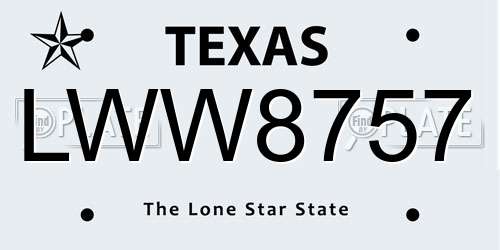 LWW8757 Texas License Plate