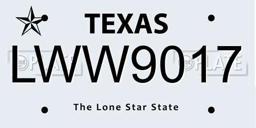 LWW9017 Texas License Plate