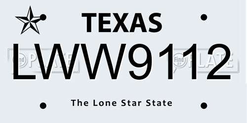 LWW9112 Texas License Plate