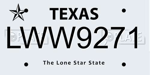 LWW9271 Texas License Plate