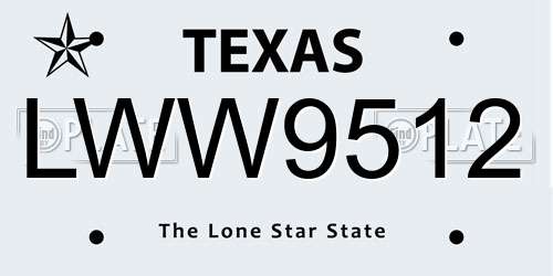 LWW9512 Texas License Plate