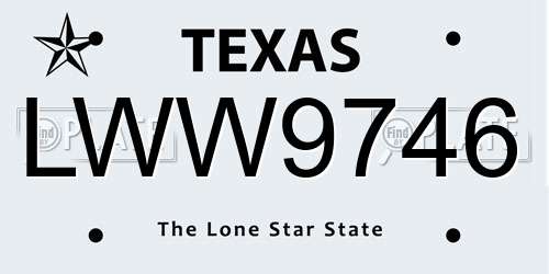 LWW9746 Texas License Plate
