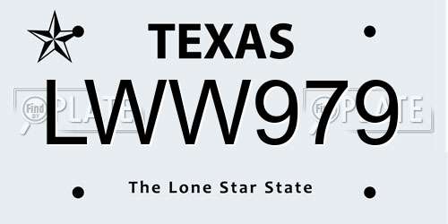 LWW979 Texas License Plate