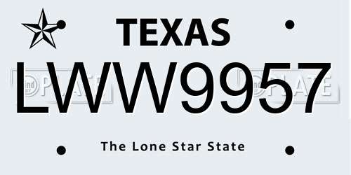 LWW9957 Texas License Plate