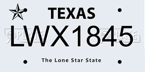 LWX1845 Texas License Plate