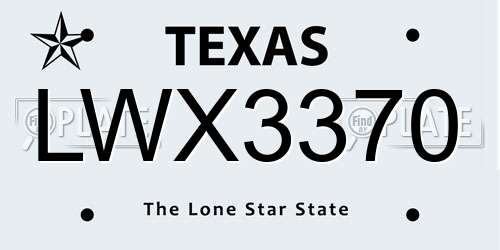 LWX3370 Texas License Plate