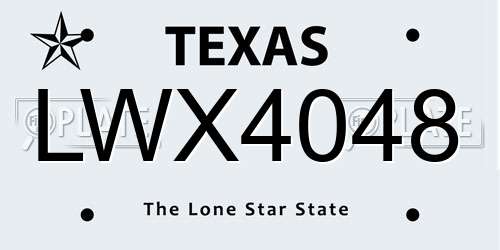 LWX4048 Texas License Plate