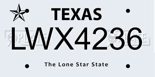 LWX4236 Texas License Plate
