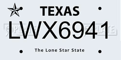 LWX6941 Texas License Plate