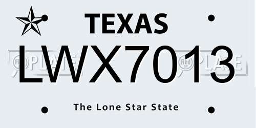 LWX7013 Texas License Plate
