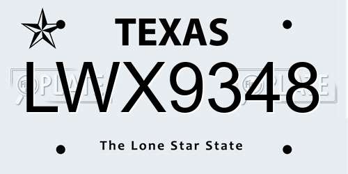 LWX9348 Texas License Plate