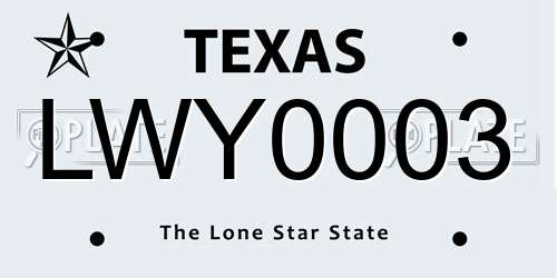 LWY0003 Texas License Plate