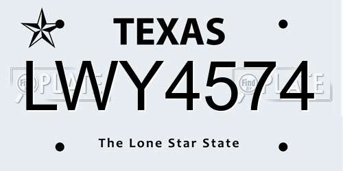 LWY4574 Texas License Plate