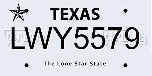 LWY5579 Texas License Plate