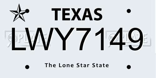 LWY7149 Texas License Plate