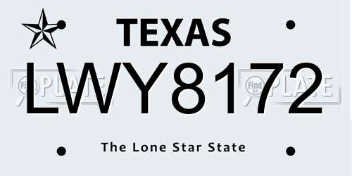 LWY8172 Texas License Plate