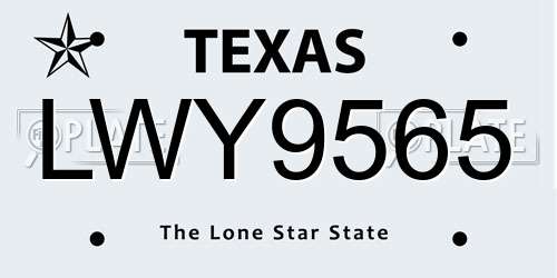 LWY9565 Texas License Plate